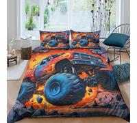 NAOFEKUID Housse de Couette Camion Monstre 3D Imprimée Microfibre Déco Chambre Parure de Lit Tout-Terrain Doux Respirant pour Ados Adultes Double（200x200cm）