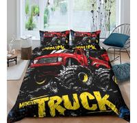 NAOFEKUID Housse de Couette Camion Monstre 3D Imprimée Microfibre Décoration Chambre Parure de Lit Course Doux Respirant pour Adulte Jeune Double（200x200cm）