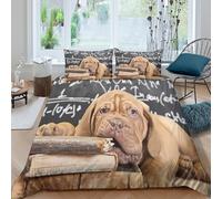 NAOFEKUID Housse de Couette Chien Mathématique 3D Imprimé Microfibre Décoration Chambre Parure de Lit Chien Souple Respirant Idée Cadeau Super King（260x220cm）