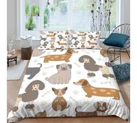 NAOFEKUID Housse de Couette Chiens Mignons 3D Imprimée Microfibre Décor de Chambre Parure de Lit Style Animal Doux pour Adultes Jeunes Super King（260x220cm）