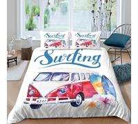 NAOFEKUID Housse de Couette Imprimée 3D Combi Surf Microfibre Respirant Décoration Chambre Parure Surf Adulte Jeune Toutes Saisons Super King（260x220cm）