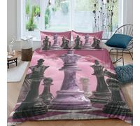 NAOFEKUID Housse de Couette Imprimée 3D Échec Microfibre Décoration Chambre Parure de Lit Échec Doux Toutes Saisons Double（200x200cm）