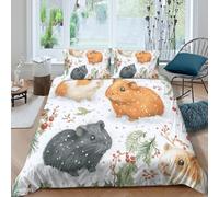 NAOFEKUID Housse de Couette Imprimée 3D Hamster Microfibre Douce Décoration Chambre Parure de Lit Animaux pour Maison Ados Adultes Single（140x200cm）