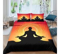 NAOFEKUID Housse de Couette Méditation Zen 3D Imprimée Microfibre Décoration Chambre Parure de Lit Yoga Méditation Doux Respirant Adulte Super King（260x220cm）