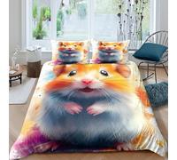 NAOFEKUID Housse de Couette Microfibre 3D Imprimée Hamster Mignon Ensemble de Literie Adulte Doux Respirant Décoration Chambre Thème Hamster King（220x240cm）
