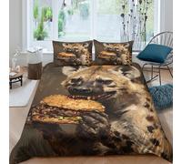 NAOFEKUID Housse de Couette Microfibre Impression 3D Animal Sauvage Ensemble de Lit Burger Humour pour Adulte Décor Chambre Double（200x200cm）
