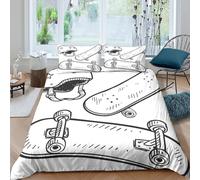 NAOFEKUID Housse de Couette Skateboard 3D Imprimé Microfibre Décoration Chambre Jeune Parure de Lit Skate Doux Respirant Toute Saison King（220x240cm）