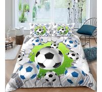 NAOFEKUID Housse de Couette Terrain de Football imprimée 3D Microfibre décor de Chambre Ensemble de Linge de lit Sport Football Doux Respirant pour Adulte Adolescent King（220x240cm）