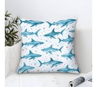 NAOFEKUID Illustration de Requin Housse Coussins 1 Pièces Taies d'oreiller Carrées Fermeture Éclair Invisible Housse De Coussin pour Salon Chambre Taie Oreiller D'Extérieur Taies d'oreiller
