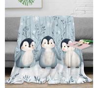NAOFEKUID Mignonne Couverture Pingouin 3D Imprimée Microfibre Déco Maison Plaid Animaux Canapé Chambre Toutes Saisons 80×90(200x230cm)