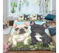 NAOFEKUID Motif Animal 3D Imprimée Microfibre Housse de Couette Décoration Chambre Ensemble de Literie Chien Cartoon Doux Respirant Adultes Adolescents Single（135x200cm）