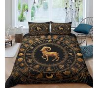 NAOFEKUID Motif Astrologie 3D Imprimé Housse de Couette Microfibre Ensemble de Literie Zodiaque Doux Respirant Décoration Chambre Adulte Single（135x200cm）