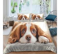 NAOFEKUID Motif Chien Mignon 3D imprimé Housse de Couette Microfibre décoration Chambre Ensemble literie Animal Adulte Adolescent Doux Respirant Single（140x200cm）