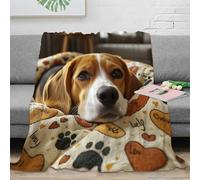 NAOFEKUID Motif Chien Mignon 3D Printed Couverture Microfibre Déco Canapé Empreinte Patte Throw Blanket pour Adultes Chambre 60x80(150x200cm)