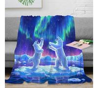 NAOFEKUID Ourse Polaire Aurore 3D Couverture Imprimée Microfibre Chaude Déco Maison Animaux 3D Plaid Imprimé Canapé Lit 40x50(100x130cm)