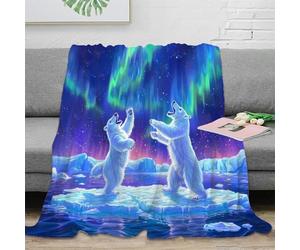NAOFEKUID Ourse Polaire Aurore 3D Couverture Imprimée Microfibre Chaude Déco Maison Animaux 3D Plaid Imprimé Canapé Lit 80×90(200x230cm)