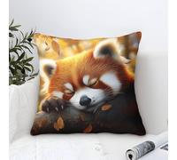 NAOFEKUID Panda Rouge Dormant Housse Coussins 1 Pièces Taies d'oreiller Carrées Fermeture Éclair Invisible Housse De Coussin pour Salon Chambre Taie Oreiller D'Extérieur Taies d'oreiller