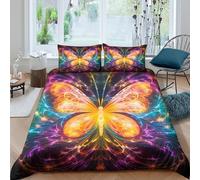 NAOFEKUID Papillon Coloré 3D Impression Housse de Couette Microfibre Décoration Chambre Ensemble Literie Motif Papillon Adultes Jeunes Doux Respirable Single（135x200cm）