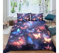 NAOFEKUID Papillon Fantaisie 3D Impression Housse de Couette Microfibre pour Adultes Décoration Chambre Ensemble de Literie Papillon Doux Respirant Super King（260x220cm）