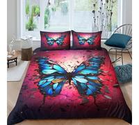 NAOFEKUID Papillon féerique 3D Impression Housse de Couette Microfibre Décoration de Chambre Ensemble de Literie Papillon Floral pour Adultes Doux Aide Sommeil King（220x240cm）