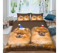 NAOFEKUID Parure de lit imprimée 3D Chien Mignon Microfibre Housse de Couette Douce Respirante Animal pour Adulte Adolescent décoration Chambre Single（135x200cm）
