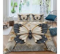 NAOFEKUID Parure de lit Papillon élégant Impression 3D Housse de Couette Microfibre décoration Chambre Ensemble de literie Papillon Doux Respirant pour Adultes Single（135x200cm）