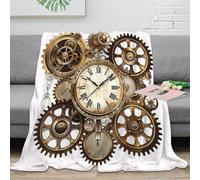 NAOFEKUID Plaid 3D Imprimé Rouages Vintage Microfibre Douce Jeté Mécanique Steampunk Salon Chambre 60x80(150x200cm)