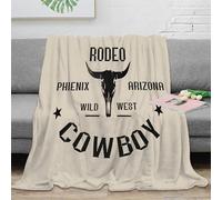NAOFEKUID Plaid 3D imprimé Style Cow-Boy Western Microfibre déco Salon Couverture tête de Taureau Adulte Jeunesse 40x50(100x130cm)