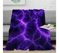 NAOFEKUID Plaid à Motif Foudre Violette 3D Imprimé Microfibre Jeté Canapé Déco Orage Électrique Ultra Doux pour Adultes 50x60(127x152cm)