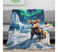 NAOFEKUID Plaid Animal Arctique Imprimé 3D Microfibre Douce Couverture Chien Pingouin Canapé Lit Déco pour Adultes Adolescents 60x80(150x200cm)
