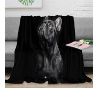 NAOFEKUID Plaid Chien Bouledogue Français 3D Imprimé Microfibre Couverture Déco Salon Canapé Jeunes Adultes 60x80(150x200cm)