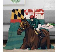 NAOFEKUID Plaid Équestre Imprimé 3D Microfibre Déco Maison Couverture Cheval Courses pour Adulte Jeune Canapé Chambre 40x50(100x130cm)