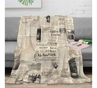 NAOFEKUID Plaid imprimé 3D Journal Vintage Microfibre déco Maison rétro Couverture Douce Salon Chambre Adulte 80×90(200x230cm)