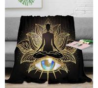 NAOFEKUID Plaid Lotus Méditation Zen Imprimé 3D Microfibre Déco Maison Troisième Œil Lotus Throw Blanket Adulte Jeune 80×90(200x230cm)