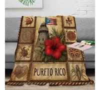 NAOFEKUID Plaid Vintage Porto Rico 3D Imprimé Microfibre Déco Maison Couverture Phare pour Adulte Canapé Lit 50x60(127x152cm)