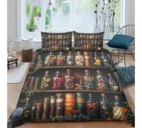 NAOFEKUID Potion Vintage Housse de Couette 3D Imprimée Microfibre Décoration Chambre Ensemble de Literie Étagère Élixir Doux Respirant pour Maison Super King（260x220cm）