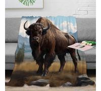NAOFEKUID Réalisme 3D imprimé Couverture Bison Microfibre déco canapé Plaid Animal Doux pour Adultes Adolescents 40x50(100x130cm)