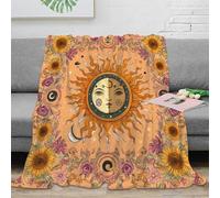 NAOFEKUID Style Artistique Corps célestes Couverture imprimée 3D Microfibre déco Maison Soleil Lune Plaid canapé Chambre 40x50(100x130cm)