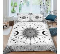 NAOFEKUID Style Astrologie Housse de Couette 3D Imprimée Microfibre Décoration Chambre Parure de Lit Lune Etoile Doux Respirant pour Adultes Adolescents Double（200x200cm）