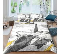 NAOFEKUID Style Moderne Housse de Couette 3D Imprimée Avion Microfibre Décoration Chambre Parure de Lit Jet Doux Respirant pour Adultes Toutes Saisons Super King（260x220cm）