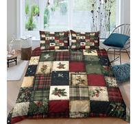 NAOFEKUID Style Patchwork 3D imprimé Housse de Couette Microfibre décoration Chambre Ensemble de literie matelassé pour Adultes Doux Respirant Maison King（220x240cm）