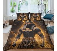 NAOFEKUID Style Pharaon Lumineux 3D Imprimé Housse de Couette Microfibre Décoration Chambre Ensemble de Linge Égyptien Mystère pour Adultes Respirant Single（140x200cm）