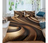 NAOFEKUID Vagues Élégantes Housse de Couette 3D Impression Microfibre Décoration Chambre Ensemble de Linge Gold Swirl Doux Respirable Single（135x200cm）