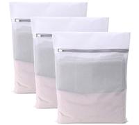 NAOKBOEE Lot de 3 sacs à linge en maille pour linge délicat, lavage en machine pour lingerie, soutien-gorge, chaussettes, sous-vêtements, vêtements de bébé, rangement de voyage (3 grands)