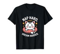Nap Hard Dream Harder Lazy Cat Chemise avec Citation Amusante T-Shirt