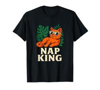 Nap King Funny Cat Jungle Chill Vibes Humour Design T-Shirt