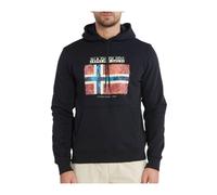 Napapijri, Homme, Sweatshirts et sweats à capuche, Noir, Taille: S Manches Longues Coton Noir Drapeau Sweat à Capuche