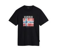 Napapijri, Homme, Tops, Noir, Taille: M Drapeau Norvégien T-shirt Coton Noir
