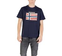 Napapijri Hommes T-shirt bleu imprimé manches courtes : Taille - S Taille : S