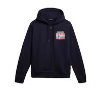 Napapijri - Sweat à Capuche Bleu en Coton avec Fermeture Éclair Complète - Homme - Sweatshirts et sweats à capuche - Bleu - Taille: L